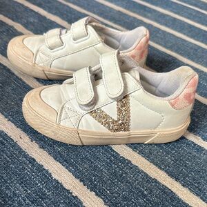 Kids White and Gold Sneakers
